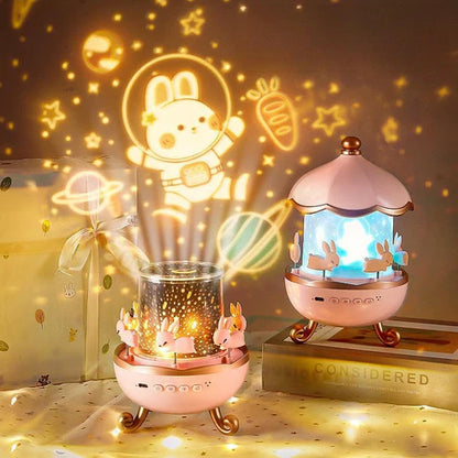 🌟🐰 Kids Bunny Night Light Projector – 360° Rotating Starry Sky Lamp