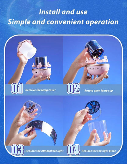 🌟🐰 Kids Bunny Night Light Projector – 360° Rotating Starry Sky Lamp