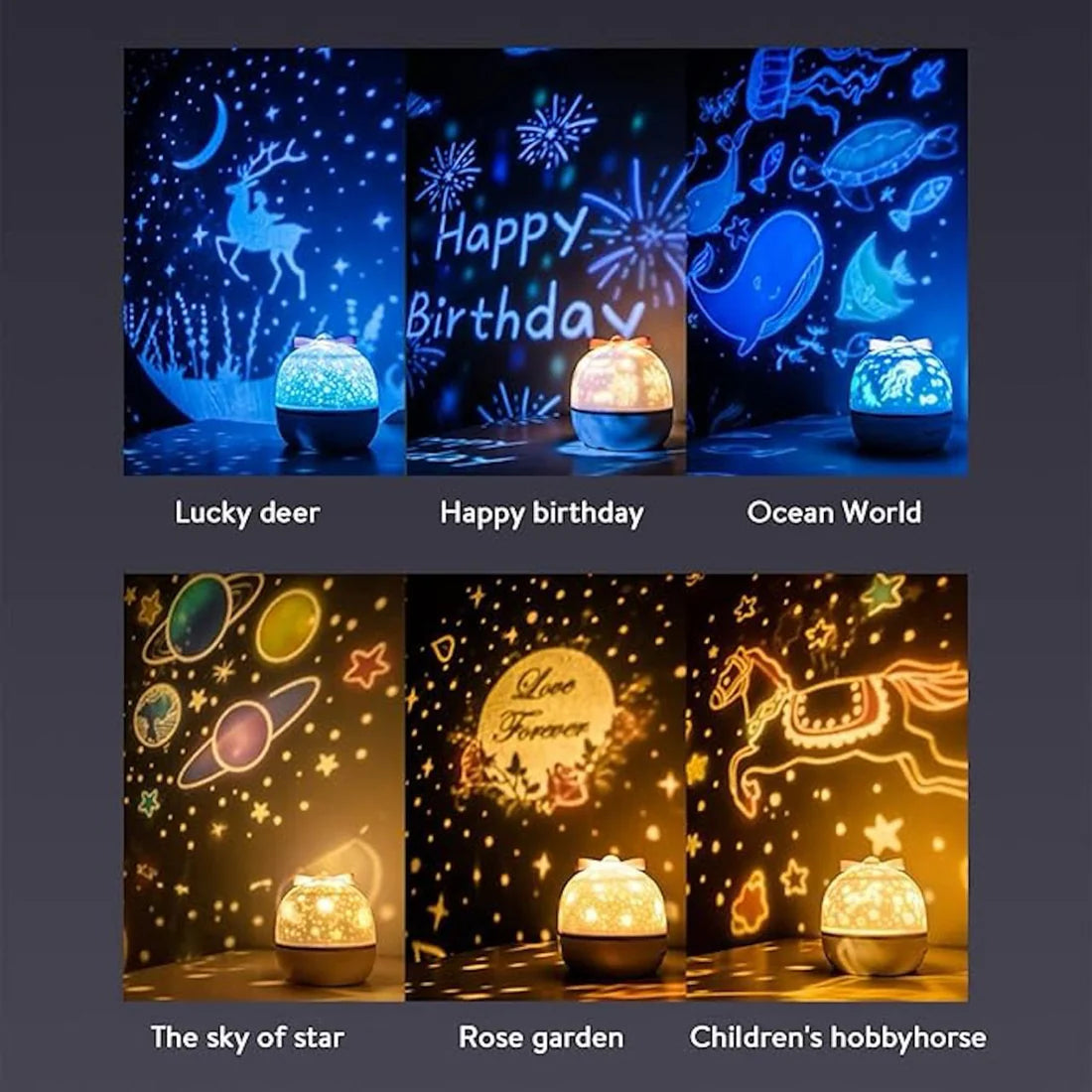 🌟🐰 Kids Bunny Night Light Projector – 360° Rotating Starry Sky Lamp